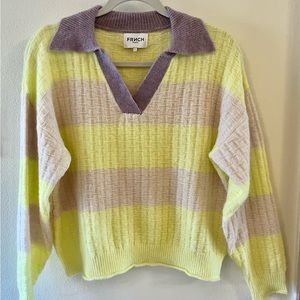 NWOT FRNCH Y2K striped sweater with collar